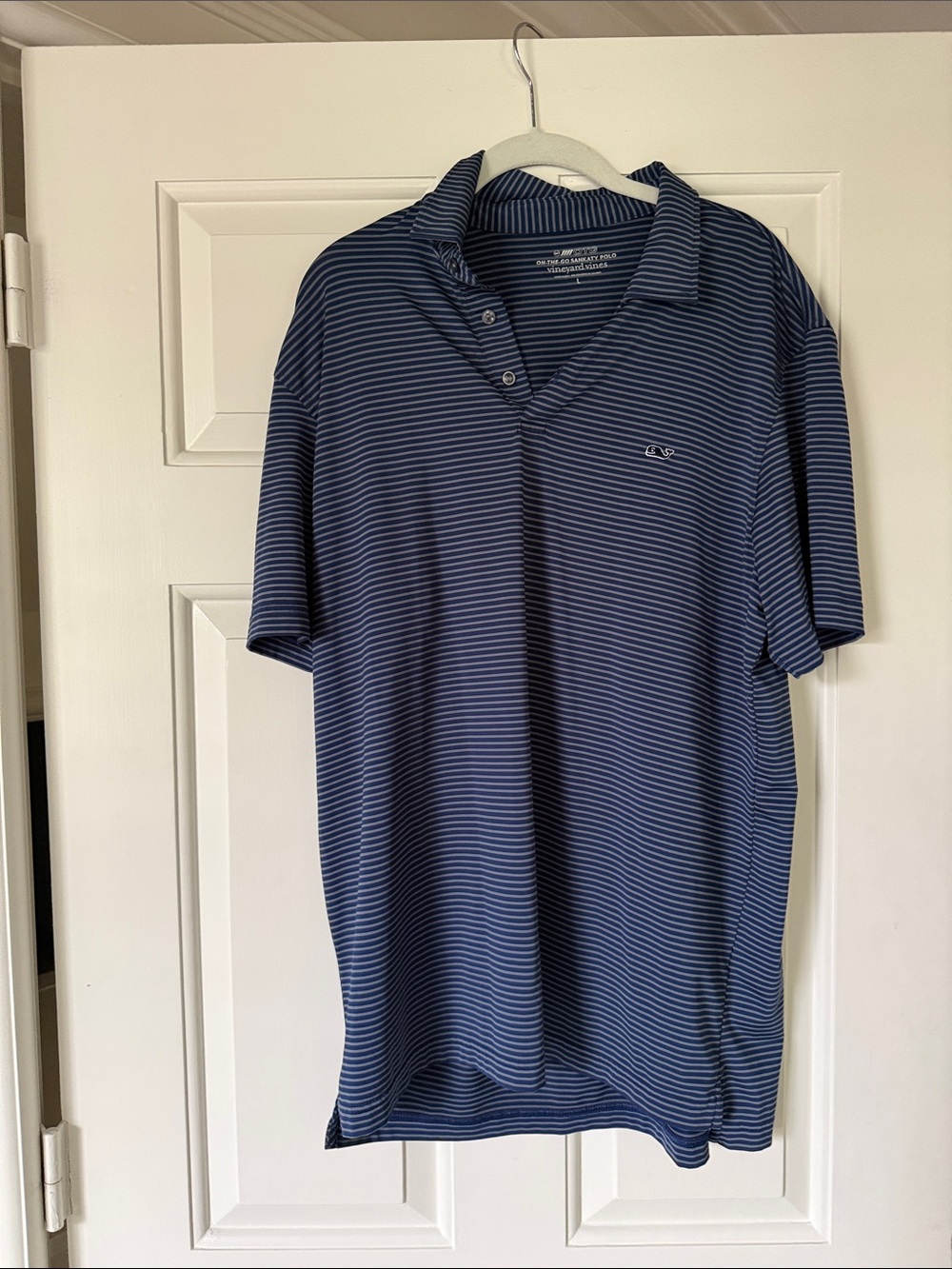 Vineyard Vines Navy and White Striped Men's Polo